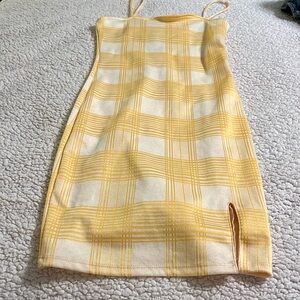 Plaid yellow mini sun dress